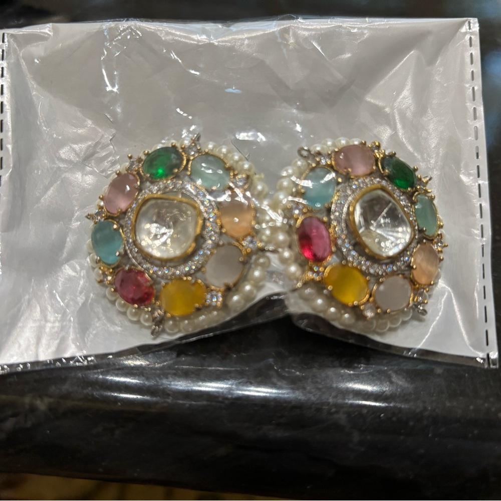New Huge Kundan Diamond Earrings